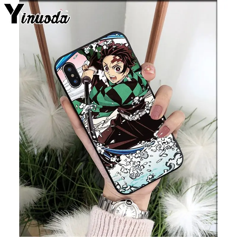 Yinuoda аниме Demon Slayer Kimetsu no Yaiba TPU мягкий черный чехол для телефона Apple iPhone 8 7 6 6S Plus X XS MAX 5 5S SE XR