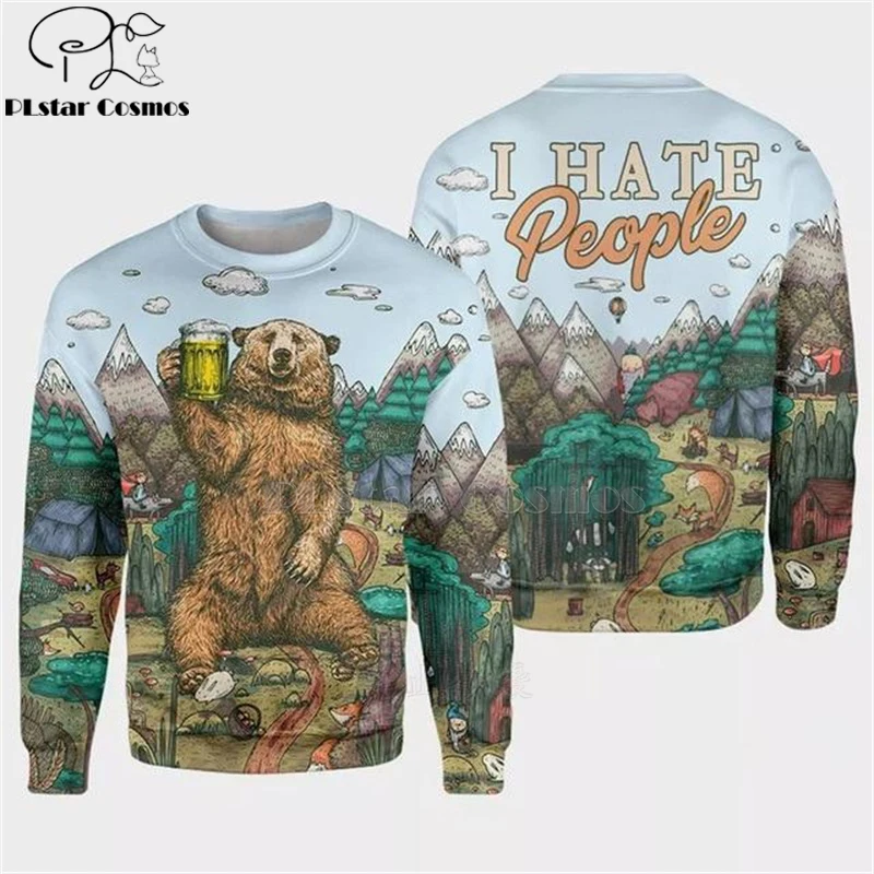 Худи мужское в стиле Харадзюку Свитшот унисекс с объемным рисунком охотничьего