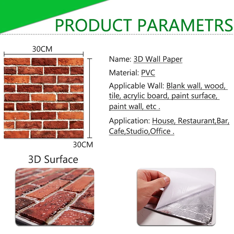 3D наклейки на стену 70*77 см Самоклеящиеся обои с рисунком кирпича и камня
