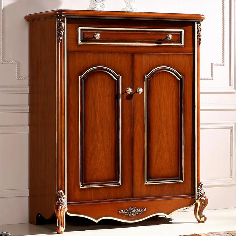 Антикварная раздвижная дверь обувного шкафа woden Европейский стеллаж для обуви