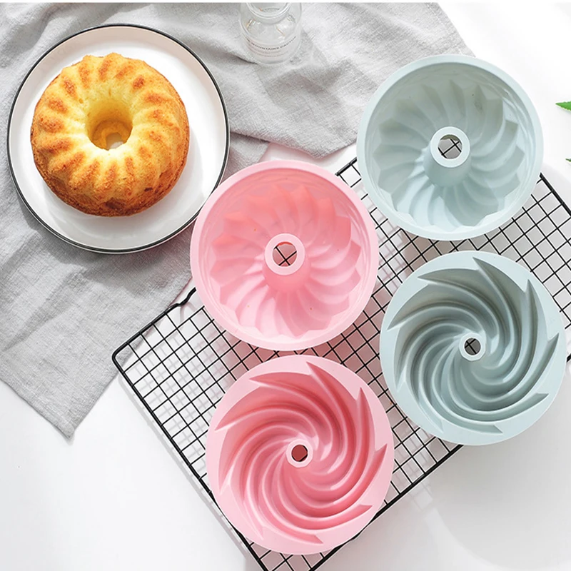 

Round Silicon Cake Molds 6 Inch Spiral Shape Bread Pan Mould Baking Tools Non-stick Kitchen Oven Pastry Fondant Mousse Bakeware