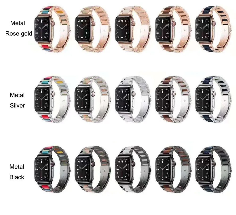 

Ремешок для Apple Watch 38 мм 40 мм 42 мм 44 мм, модный браслет из полимера и металла для iwatch 6 5 4 3 2 1 SE