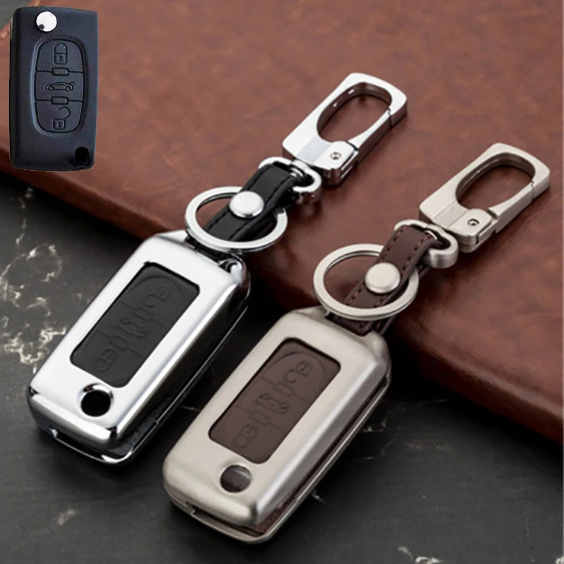 

Metal Car Key Cover for Peugeot 308/408/508/207/307 Car Remote Control Shell Protective Cover Decorative Accessories