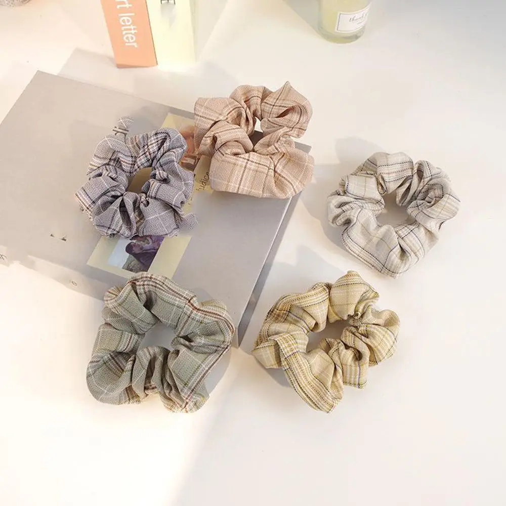 

Cute French Holiday Simple Hair Rubber Bands Women Hair Rope Plaid Headwear Korean Style Headwear