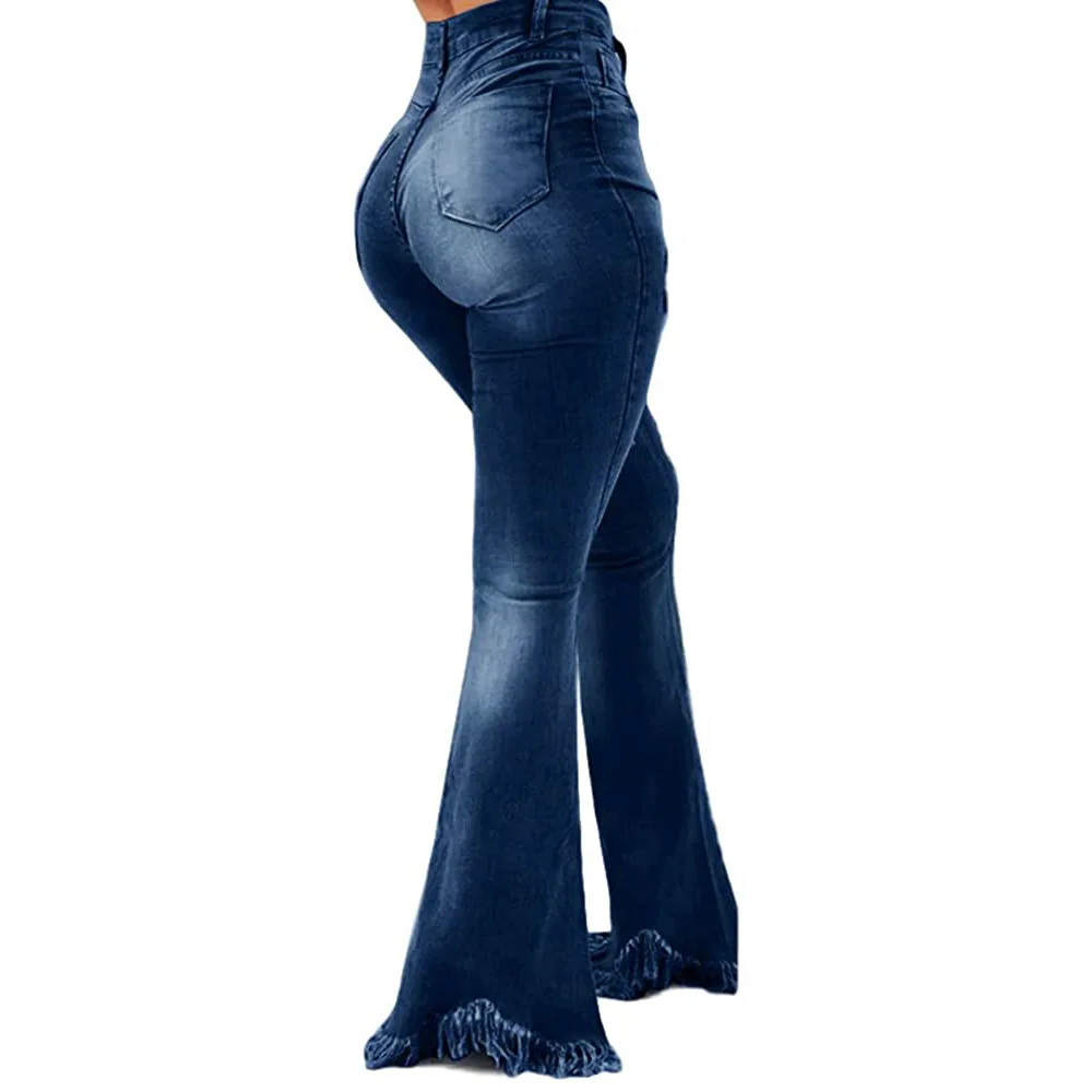 

Women's Casual Skinny Flared Jeans Pants Plus Size Women's High-rise Slim-fit Jeans