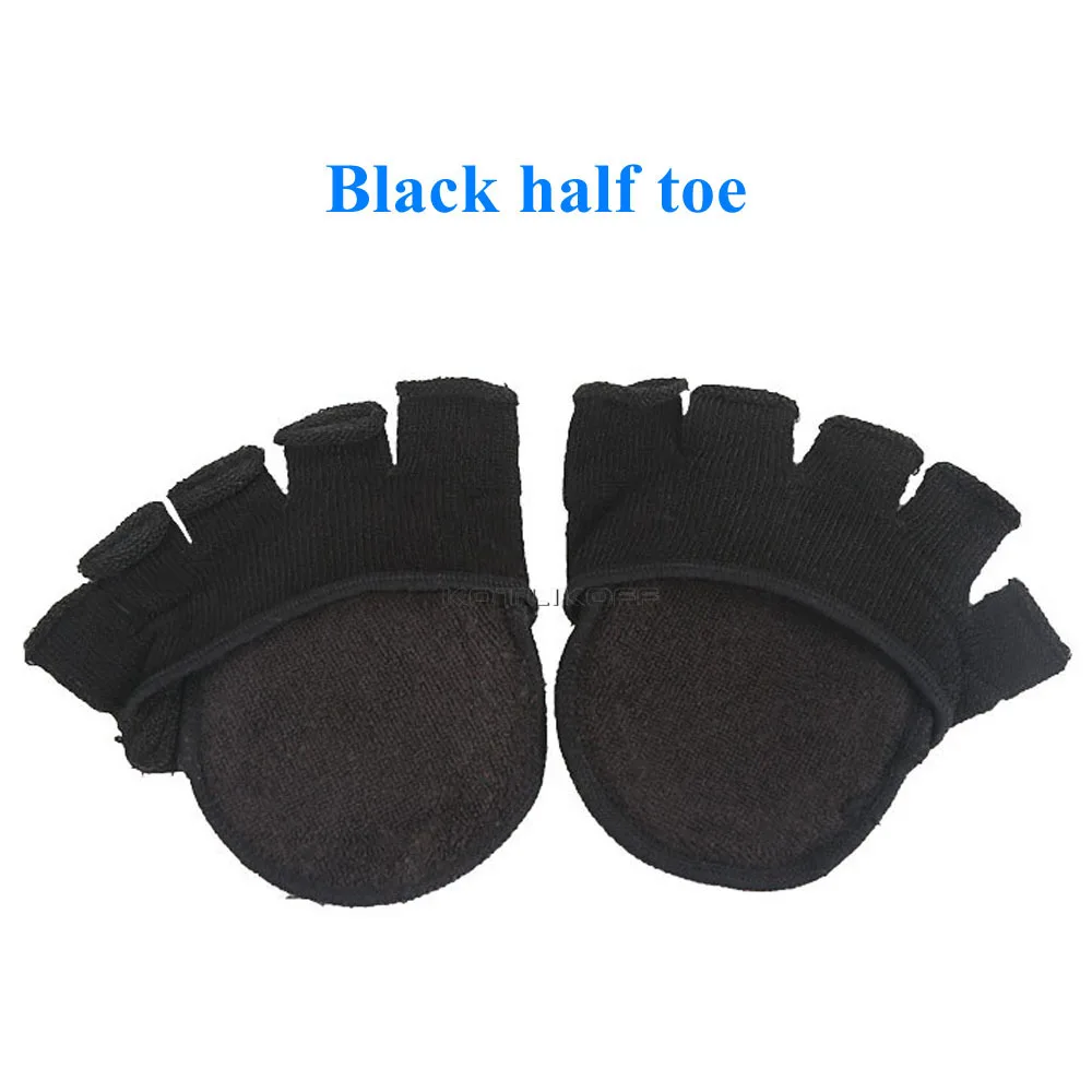 Black half toe 1 пара хлопок Полустельки колодки стельки для ухода за ногами Обезболивание для носка стопы Массажный гель метатарзальный носок Поддержка колодки стельки стопы - Цвет: Black half toe