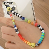 acrylic mobile chain beaded phone case charms strap lanyard pink chains for women jewelry 2022 new cute girl smile charm pendant