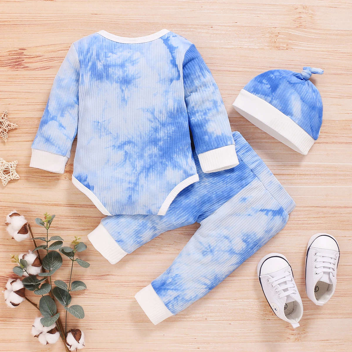 Костюм для новорожденных из 3-х предметов повседневный осенний костюм с длинным