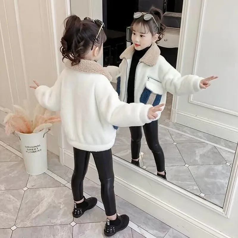 Пальто для девочек на осень и зиму модная шерстяная одежда новая Корейская