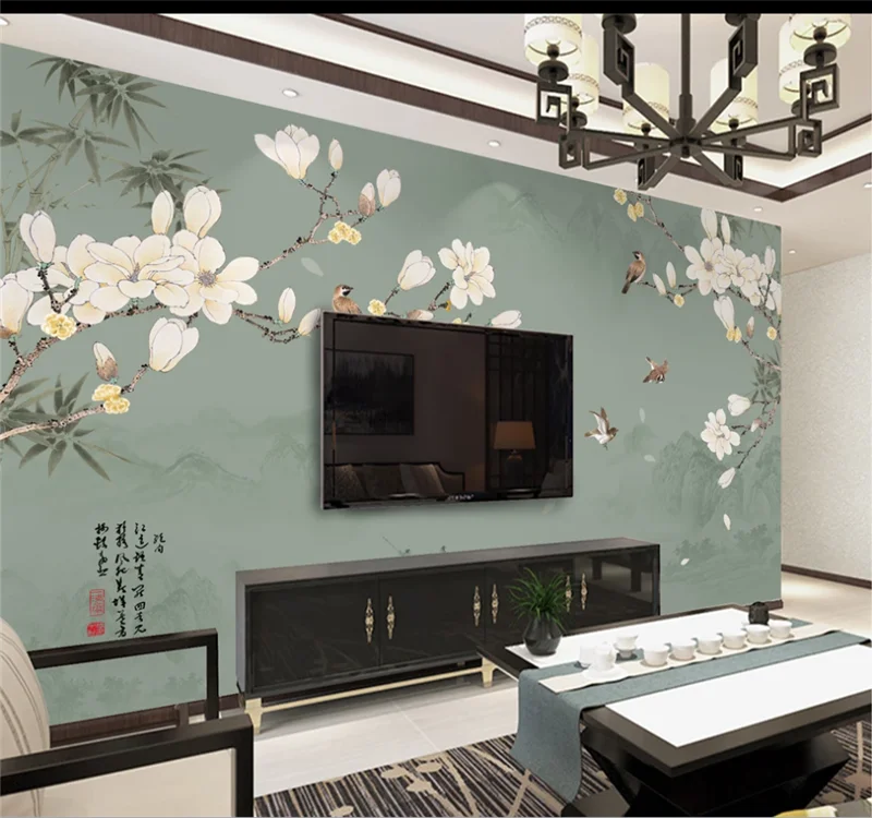 Большие Настенные обои на заказ Новые в китайском стиле Бамбуковая Магнолия