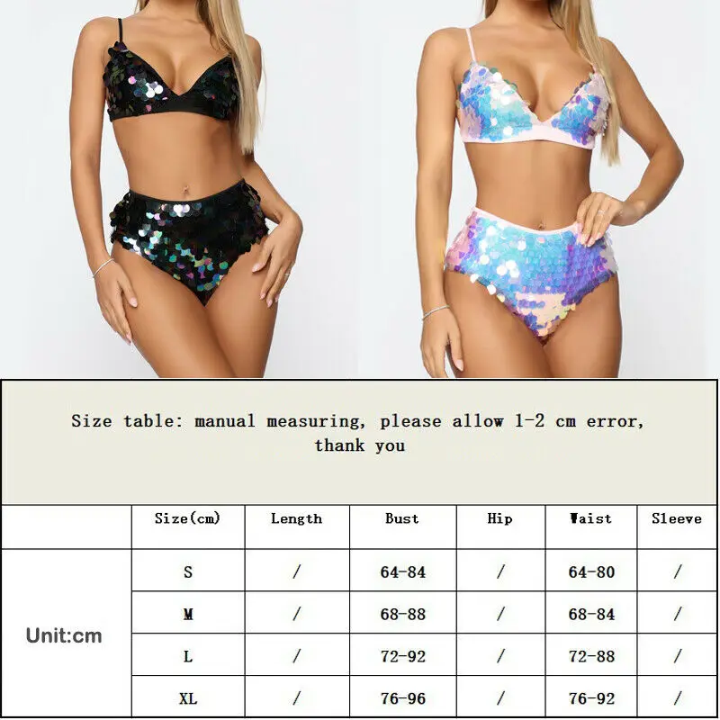 

Women Multicolor Push Up Padded Bra Bikini Set High Waist Sequins Swimwear Swimsuit Summer beach bikini set