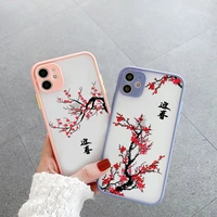 iphone 13 12 xs 11 pro max mini chinese style painting case for iphone x xr se2020 7 8 plus red floral plum blossom flower case