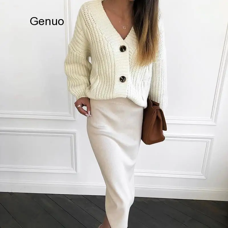 

Knit Sweater Women Autumn Female Casual Long Sleeve Button Cardigan Knitted Sweaters Coat Femme Winter Warm Clothes