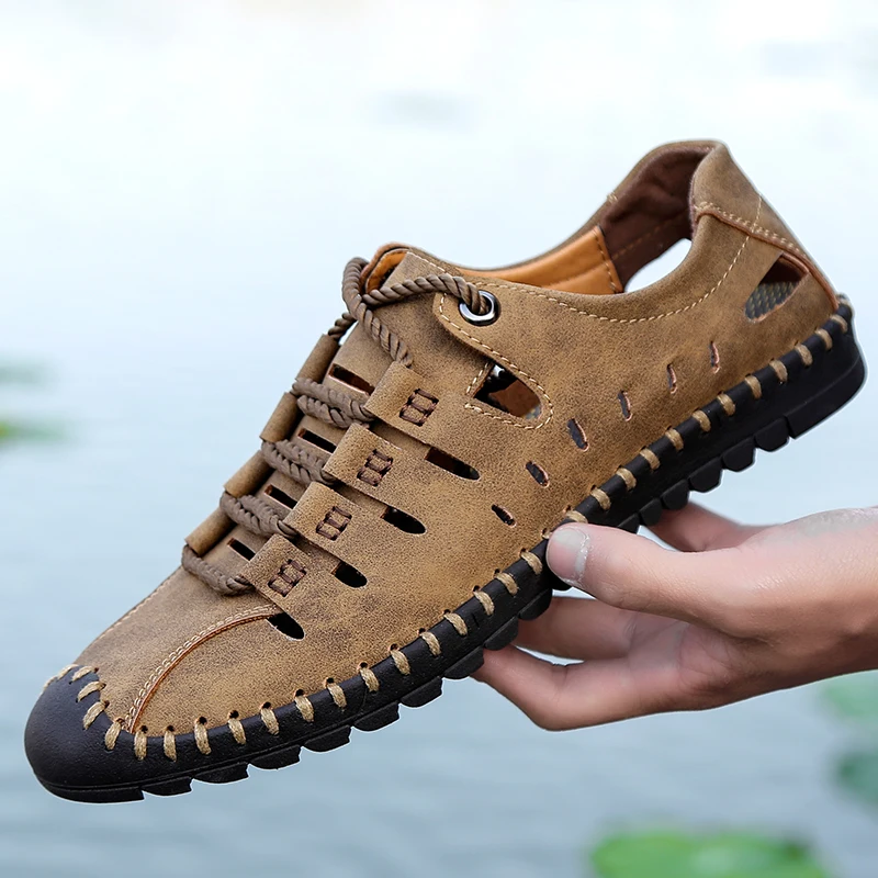 

Men's Shoes Mens Sandals Summer High Quality Leather Casual Shoes Men Beach Sandals Sandalias Hombre Plus Size 48 Beach Sandals