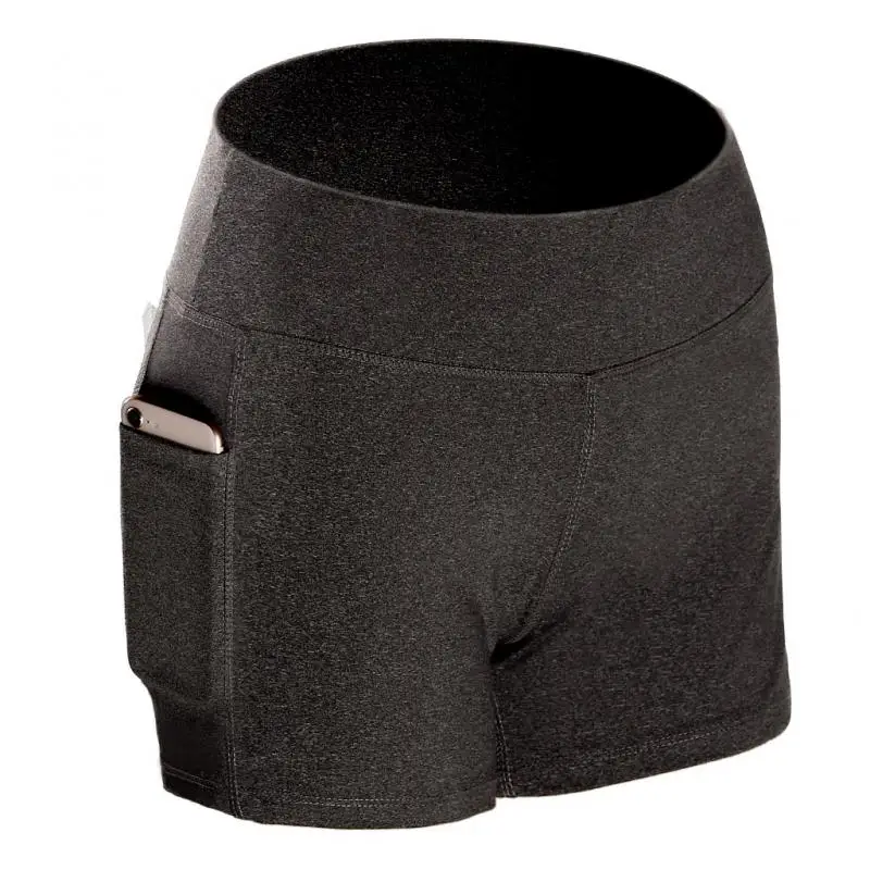 Женские спортивные шорты для йоги с высокой талией велосипедные карманами