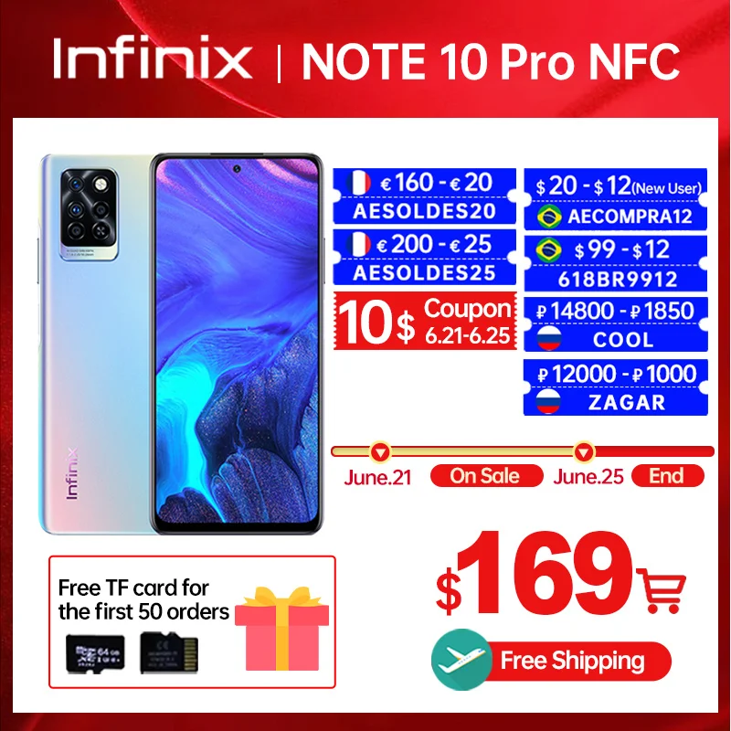 Смартфон Infinix Note 10 Pro NFC Helio G95 процессор 6 9 дюймов FHD + полный экран камера 64 мп 33 Вт