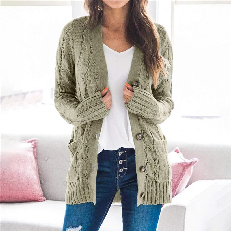 

Women Slim Tops with Pocket New Women V-Neck Sweater for Female 2020 Women Clothing Ladies Fashion Basic Cardigan
