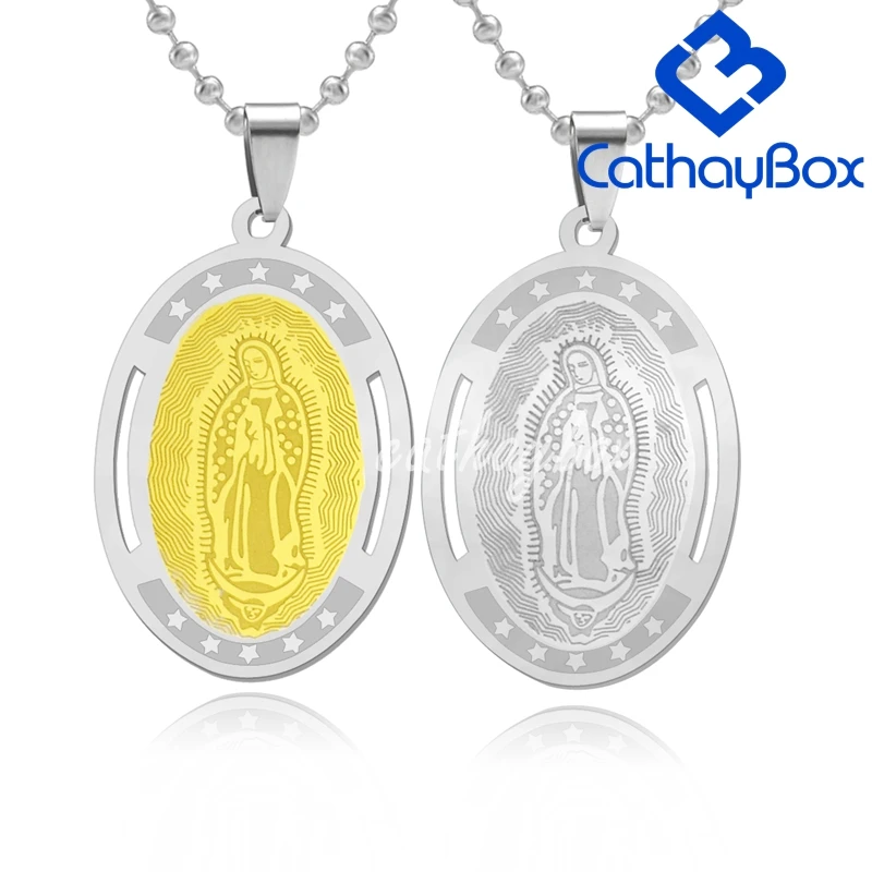 Золотой тон из нержавеющей стали овальная наша Леди Гваделупа блаженная Мэри