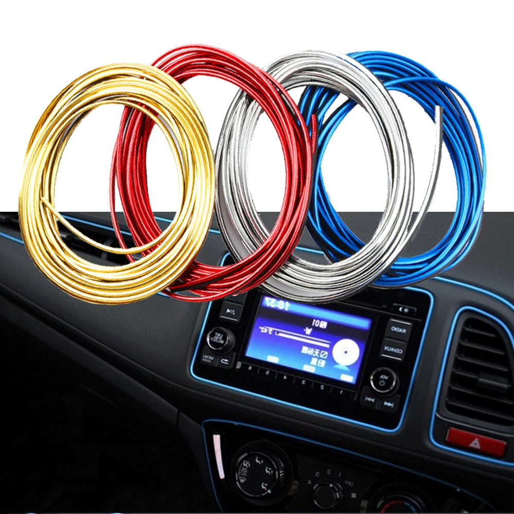 

5M Adhesive Strips Car Interior Decoration Molding Car Door Lights Line Air Vent Panel Direction-Flexible Wheel Auto Seat Back
