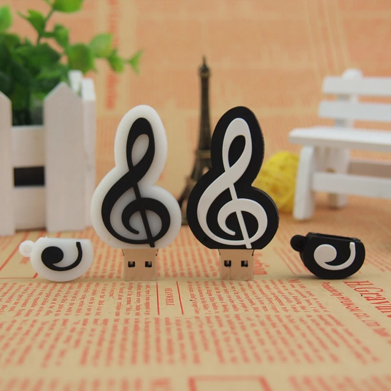 USB флеш накопитель силиконовый в виде музыкальной ноты 64 ГБ 32 128 Мб|USB