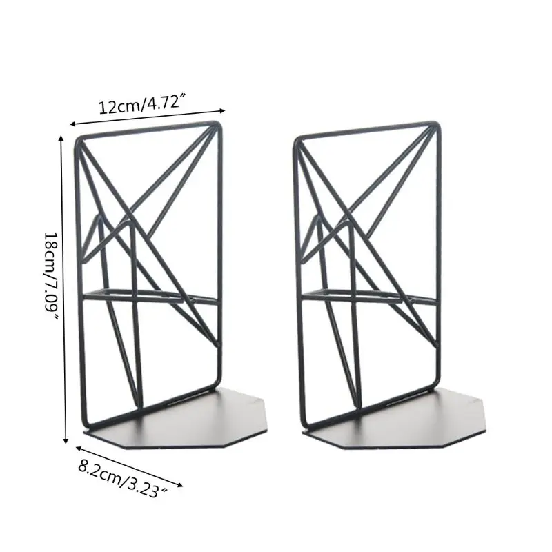 

2pcs Metal Iron Bookend Reading Book Support Desktop Office Document Stand Shelf