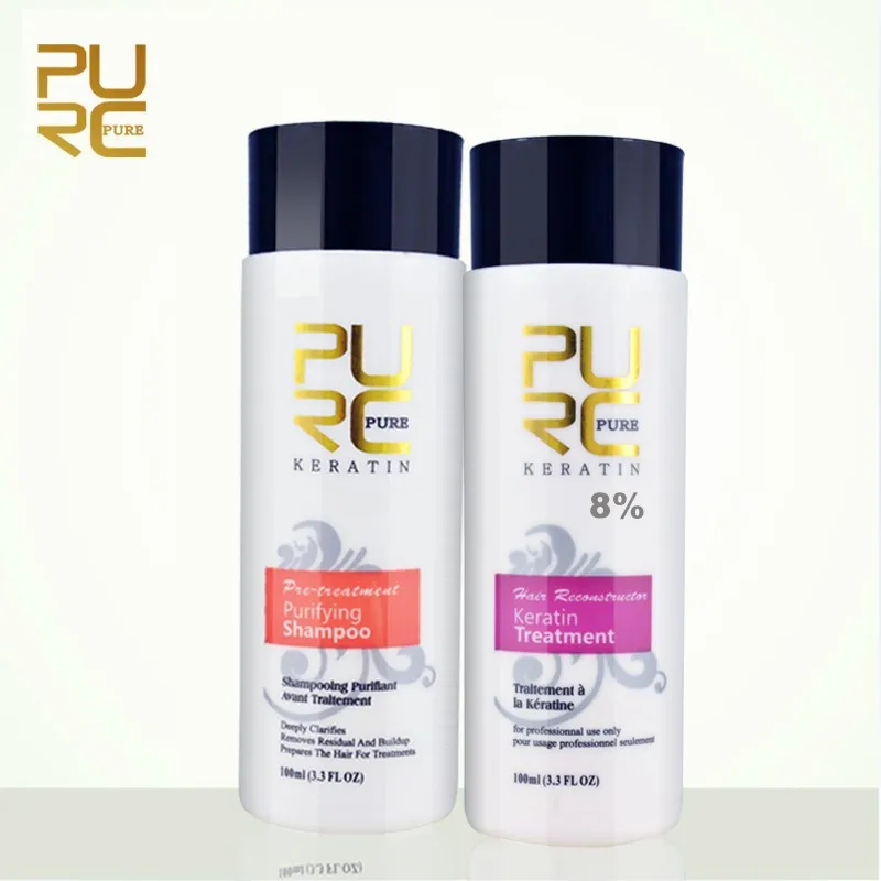

2PCS/Set Brazilian Keratin Treatment + Purifying Shampoo Pure Brazilian Keratin Hair Repair And Straighten Damage Hair Product