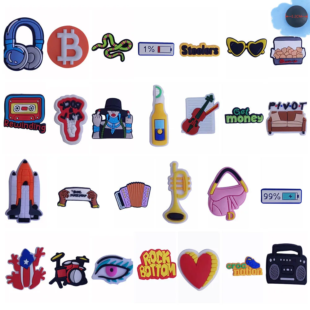 

1pcs PVC Rocket Sofa Radio Snake Anime Shoes Accessories Garden Shoe Decorations Fit Children Croc Jibz Charm Party Presents