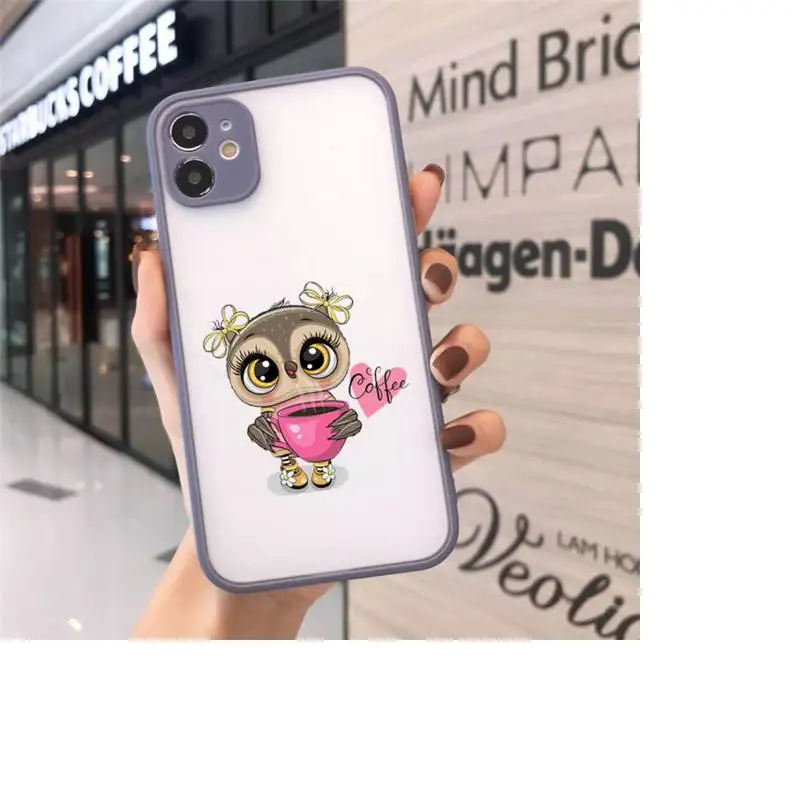 

Cute Owl Black Phone Case matte transparent For gray iPhone 7 8 x xs xr 11 12 pro plus max mini Funda Clear