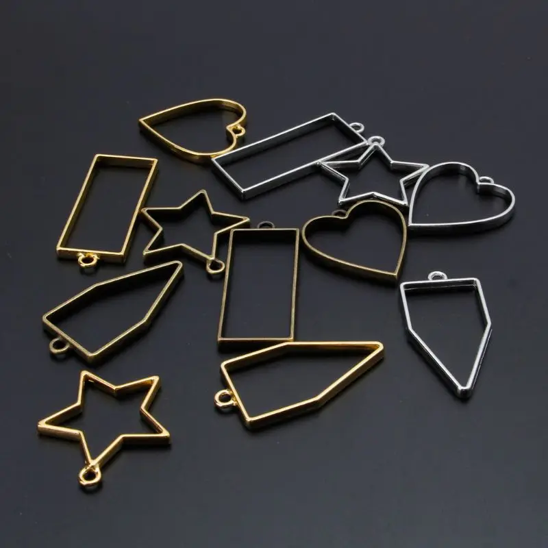10Pcs Frame Pendant Open Back Bezel Geometric Hollow Resin Jewelry Making | Украшения и аксессуары