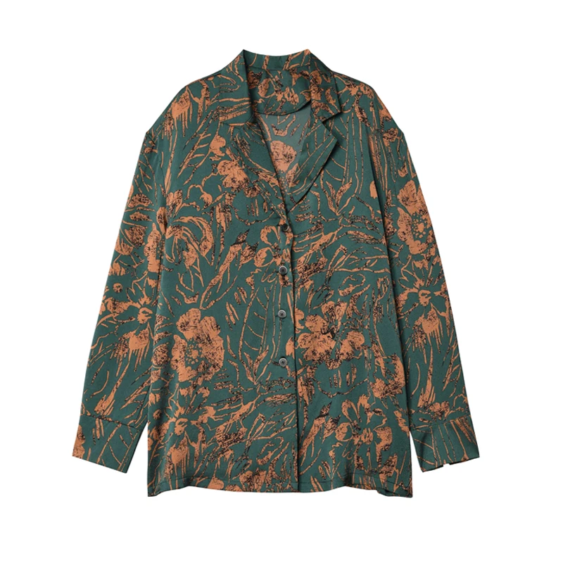 Женская блузка с длинным рукавом осенняя повседневная принтом в винтажном стиле