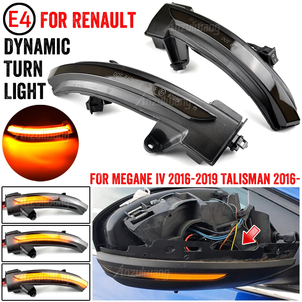 

2x LED Dynamic Turn Signal Light Side Mirror Blinker Arrow Sequential Flasher Repeater For Renault Megane IV 2016-2019 Talisman