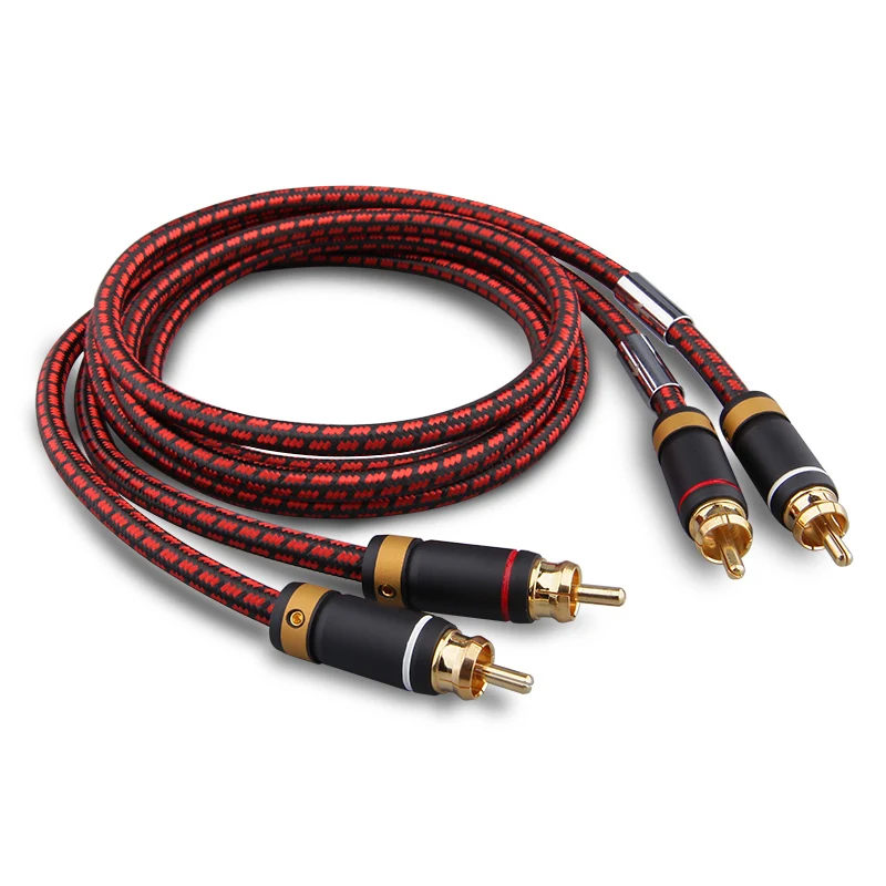 

Kuangm Audiophile 2 Male to 2 Male RCA Audio Stereo Subwoofer Cable Hi-Fi Braid