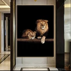 Африканская Львиная львица в темноте, Художественная печать на холсте, живопись, дикие животные, Настенная картина для гостиной, современный постер для домашнего декора