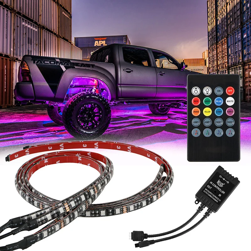 Новинка размеры от 90*120 см 4x RGB Светодиодные ленты под автомобилей Tube Underglow неон