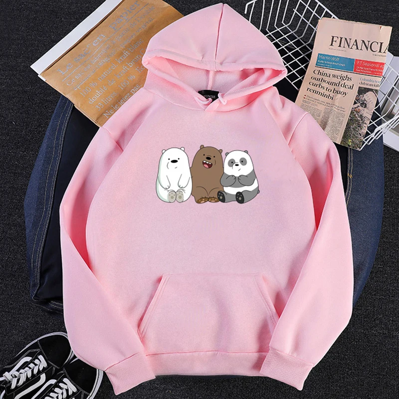 

Plus Size Autumn Winter Tops Velvet Sweatshirts Coat Women Anime Bears Printed Cute Hoodies Long Sleeve Streetwear Pullovers