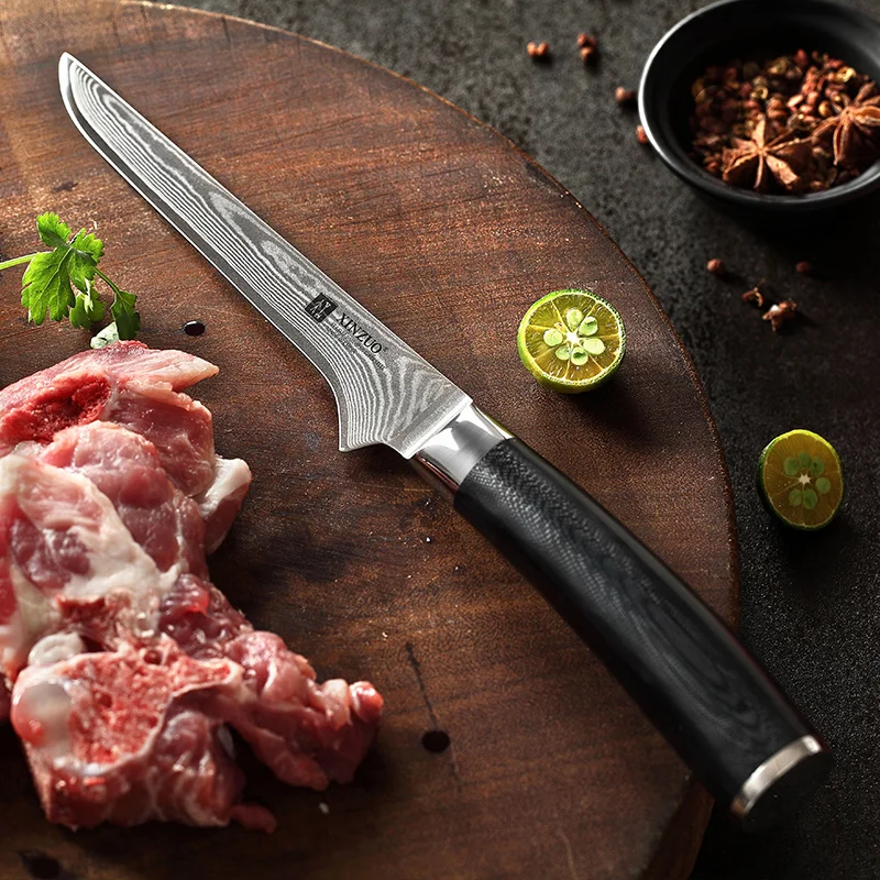 Knife XINZUO 5," дюймовый обвалочный нож VG10 Core дамасский кухонный нож из нержавеющей стали инструменты для приготовления пищи филе рыбные дебоновые ножи G10 Ручка - Цвет: Knife