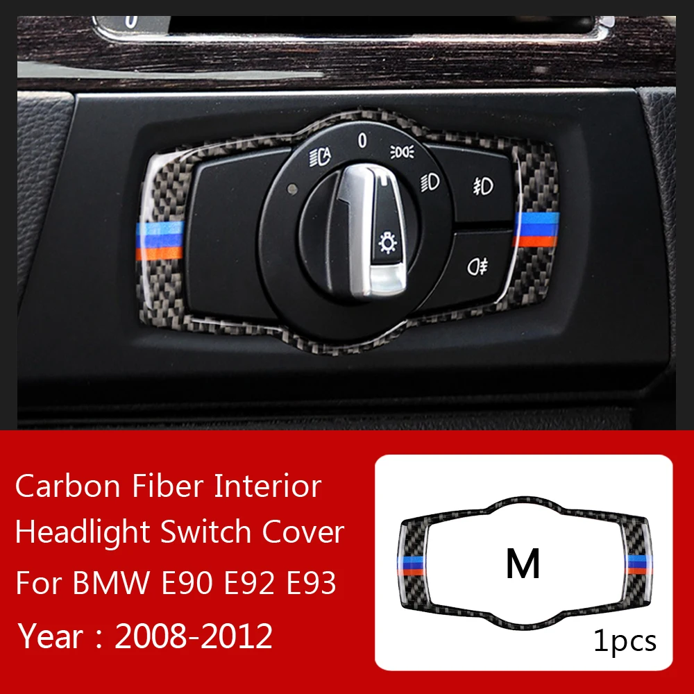 

True Carbon Fiber Car Interior Door Handle Cover Trim Door Bowl Decals And Sticker For BMW E90 E92 E93 3 Series