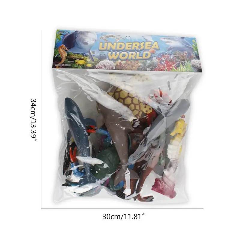 

12Pcs/Set Mini Animal Model Simulation Ocean Marine World Sea Life Shark Whale Dolphin Educational Toys for Child