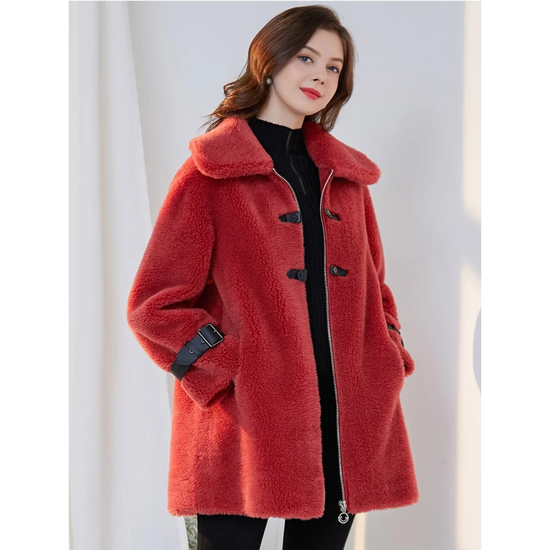 

Женская шерстяная куртка, осенне-зимнее пальто, женская одежда 100%, корейские винтажные меховые топы из овчины, 2020