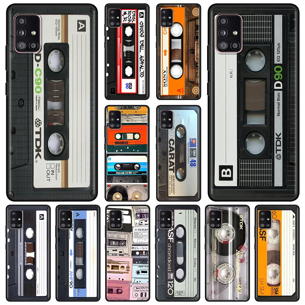 

Retro Cassette Tapes Black Case For Samsung A51 A21s A71 A12 A31 A52 A41 A32 A02 A11 Soft For Galaxy A72 A32 A42 A01 A91 A21