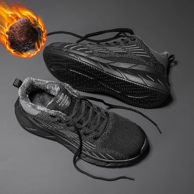 Damyuan New Fashion Men's Running Shoes 47 Big Size Mesh Warm Fur Snow Winter Shoes Split Leather Comfortable Ankle Warm Boots