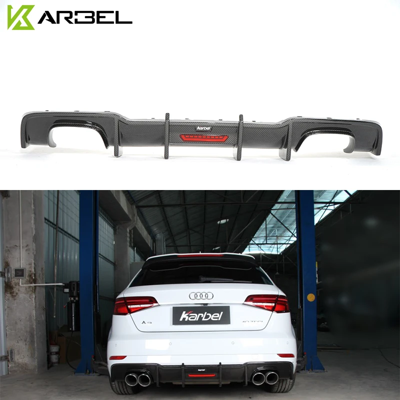 

KARBEL FOR AUDI A3 S3 2017-2020 EXTERIOR ACCESSORIES CARBON FIBER CAR BUMPER REAR DIFFUSER