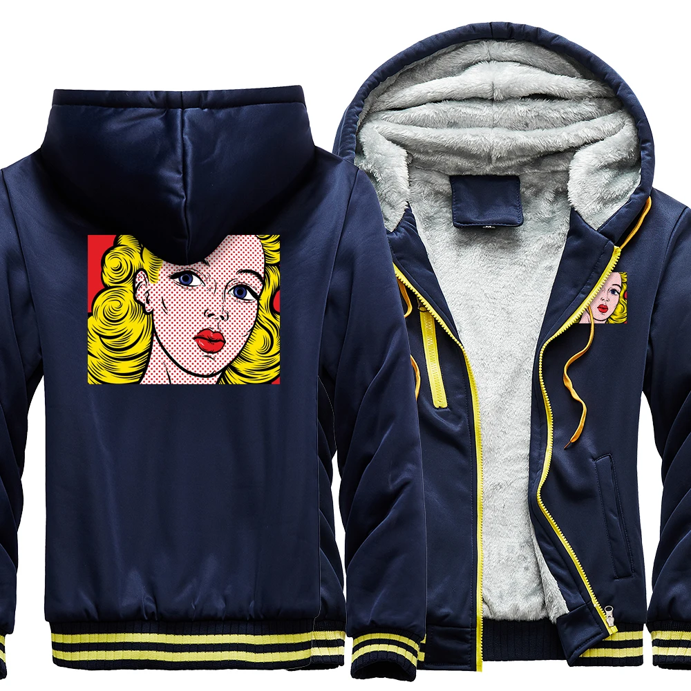 

Winter Hot Sale Funny Cool Jackets Pop Character Harajuku Hoodies Male Sportswear Hip Hop Zipper Hooded Men Casual Thick Coat