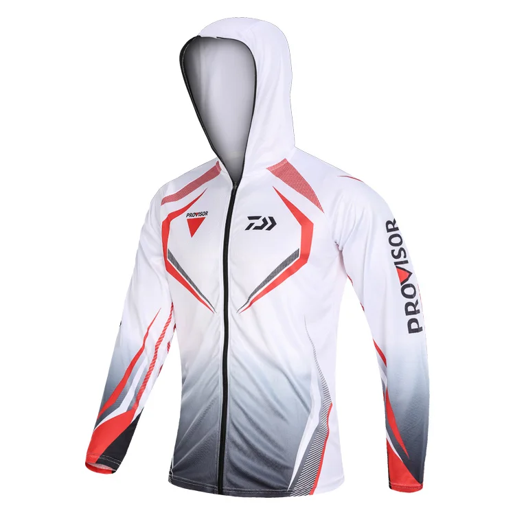 

2021 Famous Brand Men Daiwa Sports Fishing Outdoor Mesh Breathable Hood Mens Fishing Clothes Dawa New White Fishing Jersey