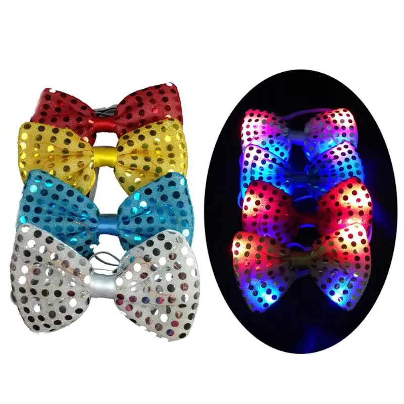 Светодиодный светящийся галстук бабочка Модный Блестящий новый год вечернее шоу