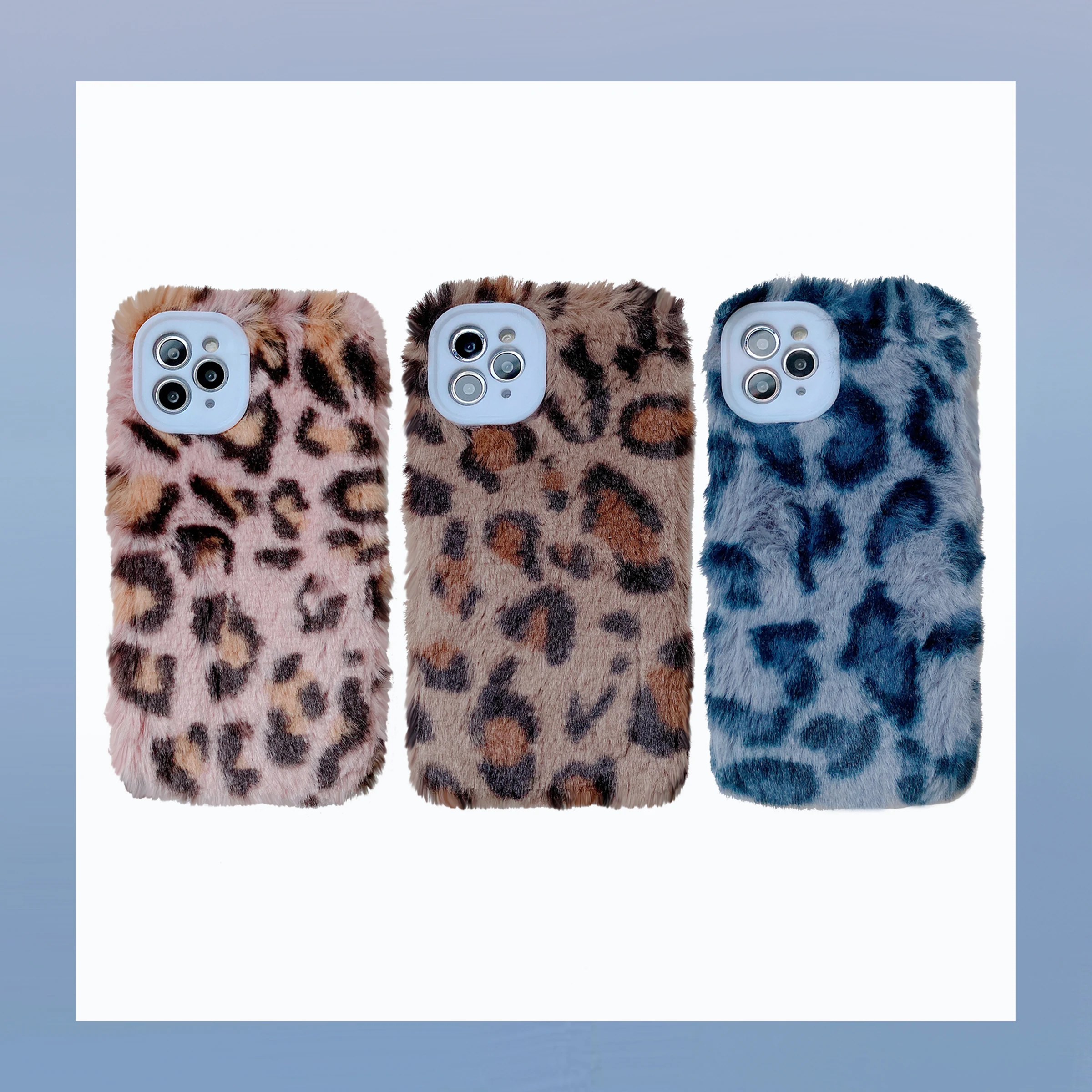 

Plush-three-color leopard print suitable for iphone11ProMax mobile phone case 7 / 8plus x xsmax xr protective cover