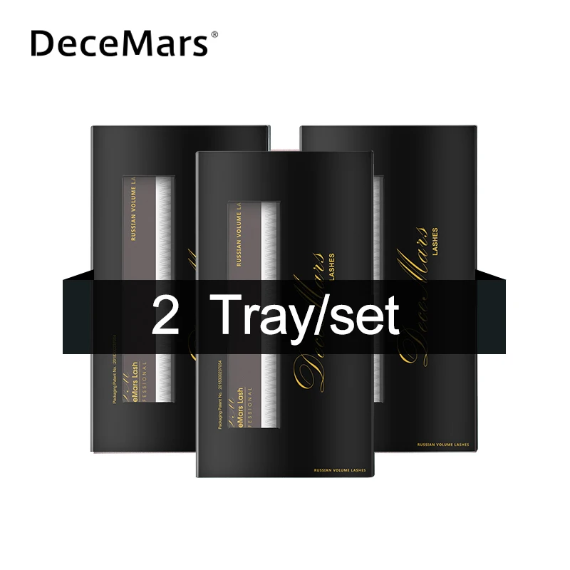 2 чехла/партия DeceMars 3D предварительно сделанные 6D натуральные норковые ресницы