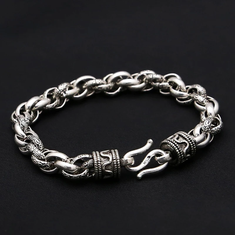 100% Стерлинговое Серебро 925 пробы цветной браслет цепочка толщина 8 мм