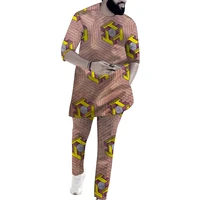 african clothes shirt with pant mens sets half sleeve topstrousers male nigerian fashion outfits customized