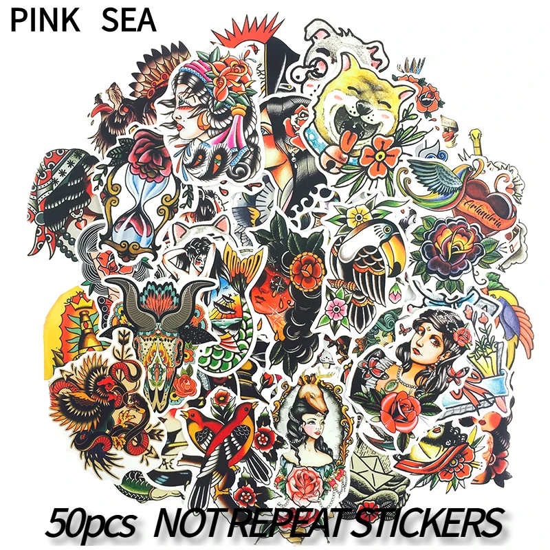 10/30/50Pcs/set Cartoon Retro Totem Girl Stickers For DIY TOY Guitar Scrapbook Skateboard Snowboard Laptop Luggage Motorcycle